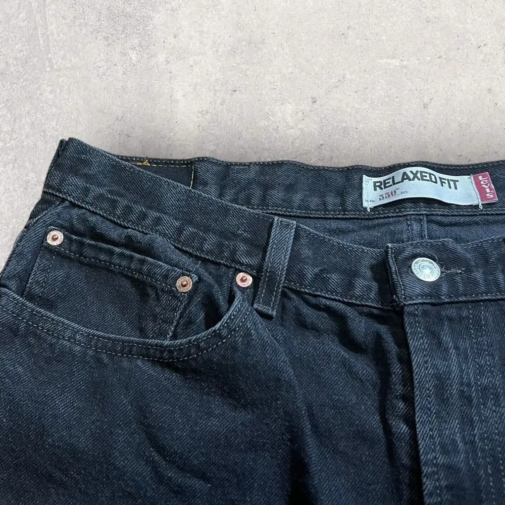 Vintage Levis Jeans Mens 38 Black 550 Baggy Denim Faded Streetwear Hipster 36x32